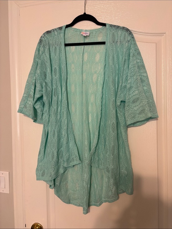 LuLaRoe Tops - Light Aqua Lace Open-Front Women's Top